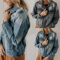 Ripped Slimming Washed Women's Cowboy Coat Jacket
